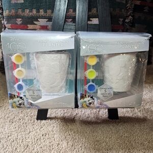 2! New Disney 100 "Paint Your Own Planter" kits. Mickey & Minnie.